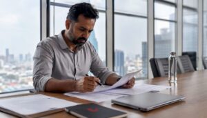 IT manager reviewing software license agreements